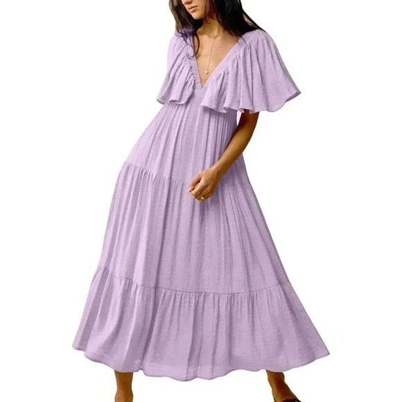 Lalavon Dresses & Skirts - Lalavon Deep V Neck Maxi Dress size S